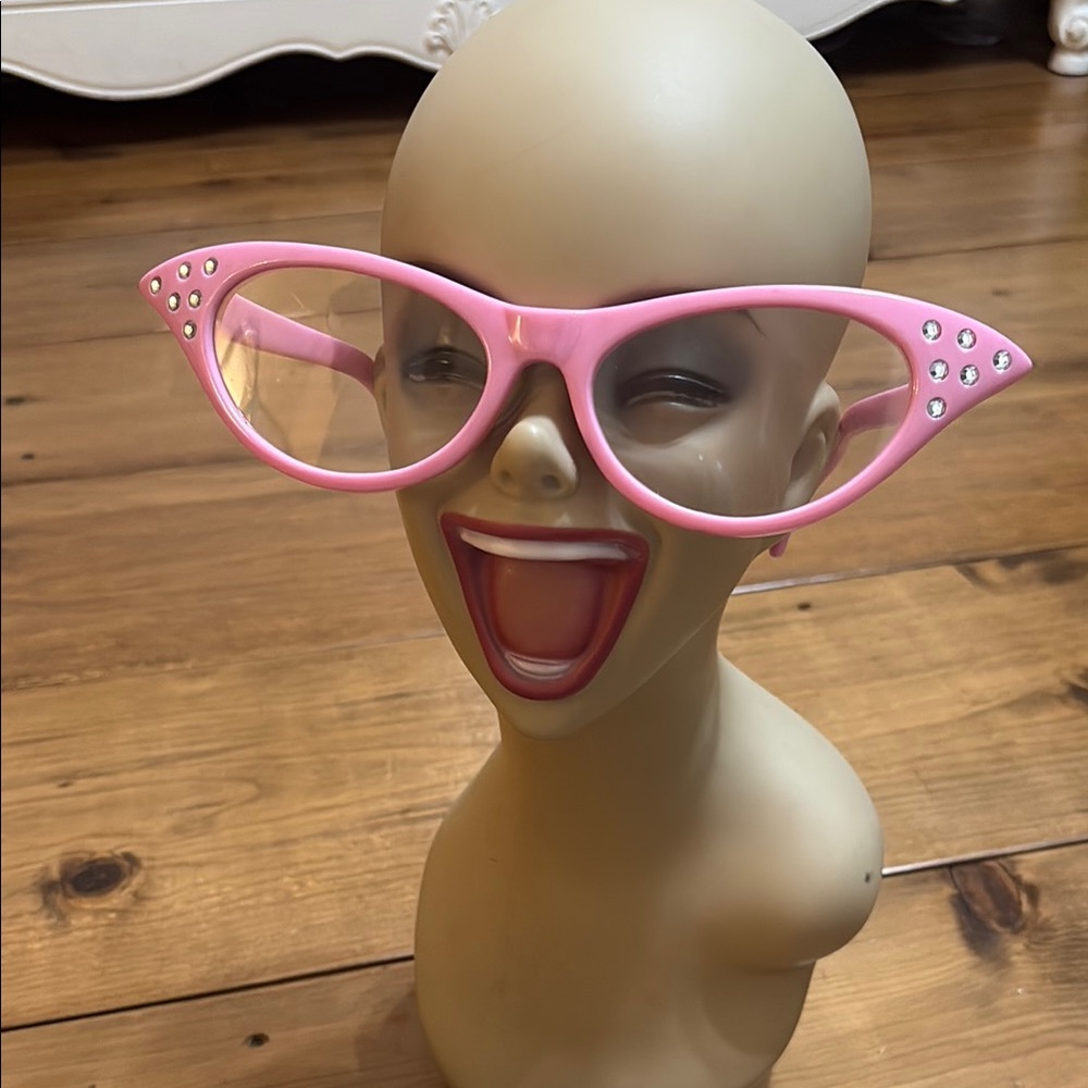 Dr. Peepers Oversize Pink Cat-Eye Glasses 🤓 with Rhinestones
